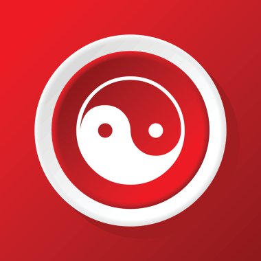 Ying yang simgesi üzerinde kırmızı
