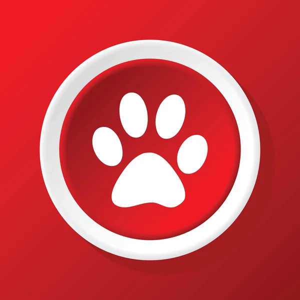 Paw icon on red — Stock Vector