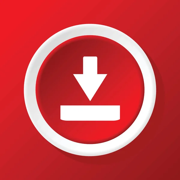 Ícone de download no vermelho — Vetor de Stock
