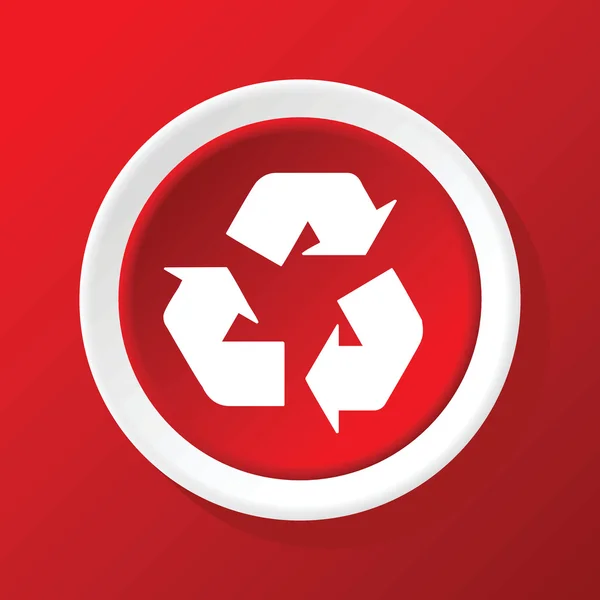 Icône de recyclage sur rouge — Image vectorielle