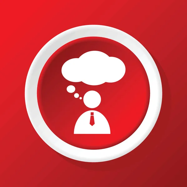 Thinking person icon on red — Stock Vector