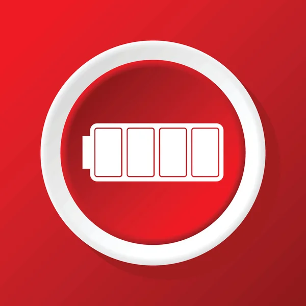 Full battery icon on red — Stock Vector