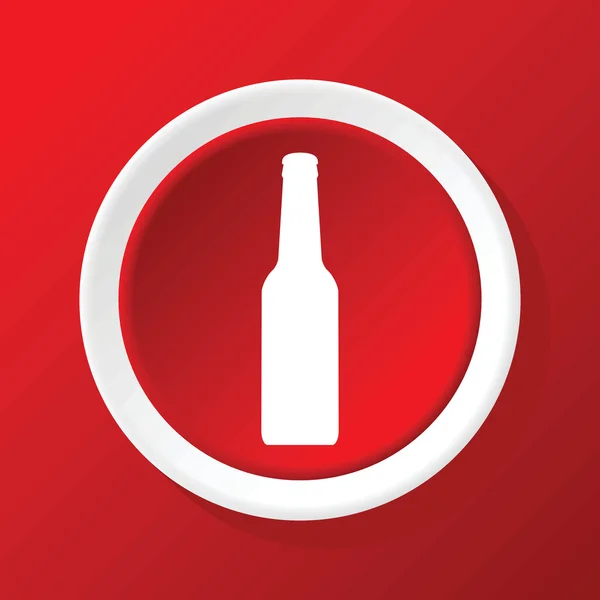 Fles pictogram op rood — Stockvector