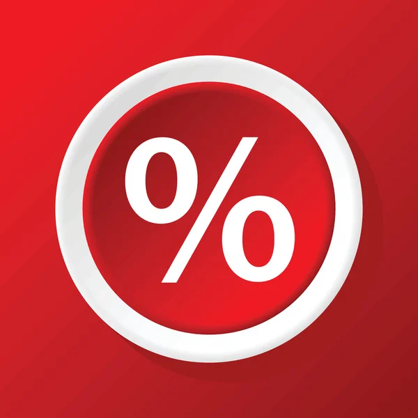 Ícone por cento no vermelho — Vetor de Stock