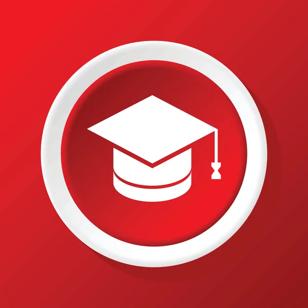 Akademické klobouk ikona na červený — Stockový vektor