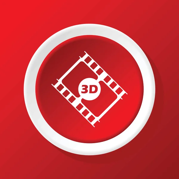 Icône du film 3D sur rouge — Image vectorielle