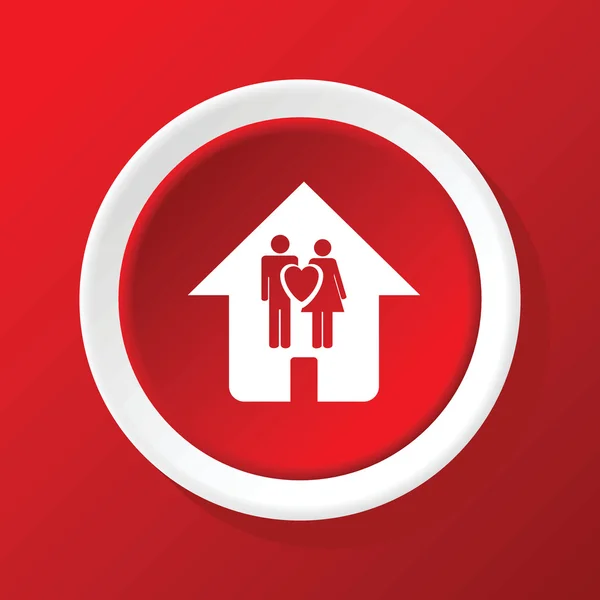 Family house icon on red — Stock Vector