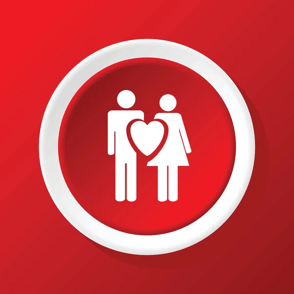 Love couple icon on red — Stock Vector