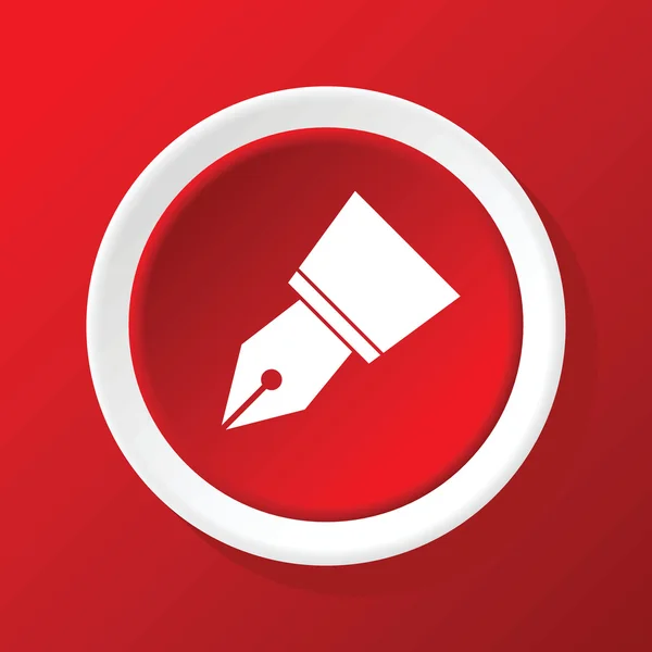 Icône plume stylo sur rouge — Image vectorielle