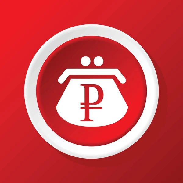 Rubel portmonetka ikona na czerwono — Wektor stockowy