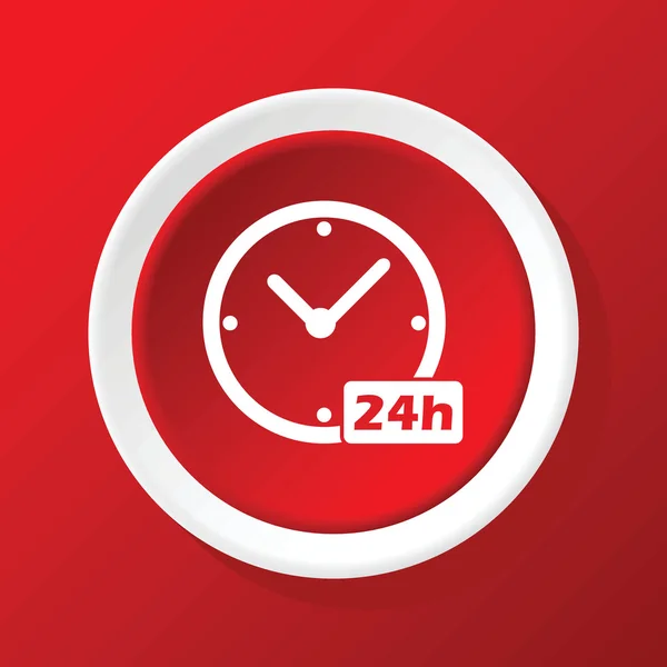 24h workhours icon on red — Stock Vector