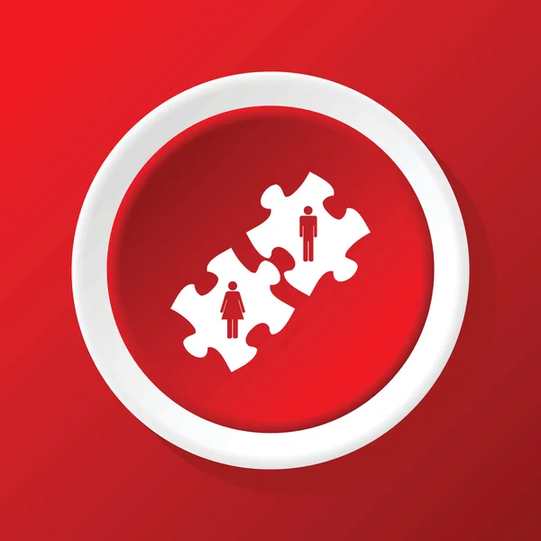 Couple puzzle icon on red — Stock Vector