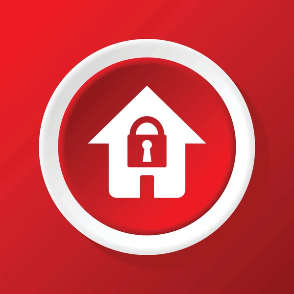 Locked house icon on red — Stock Vector