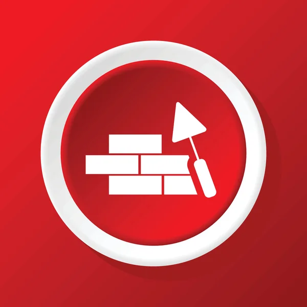 Building wall icon on red — Stock Vector