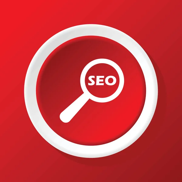 Icône de recherche SEO sur rouge — Image vectorielle