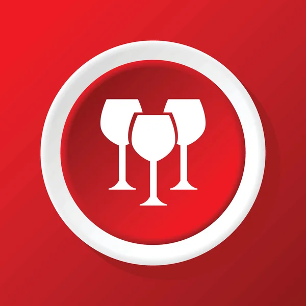 Wine glass icon on red — Stock Vector