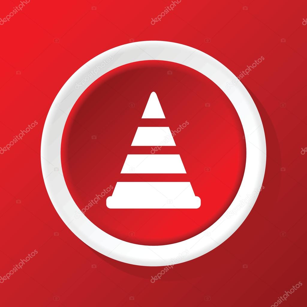 Traffic cone icon on red