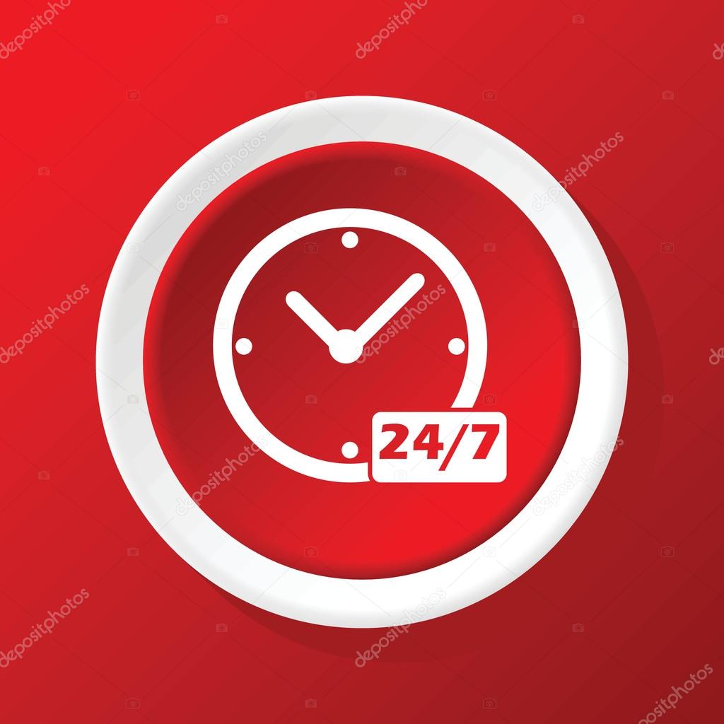 All hours icon on red