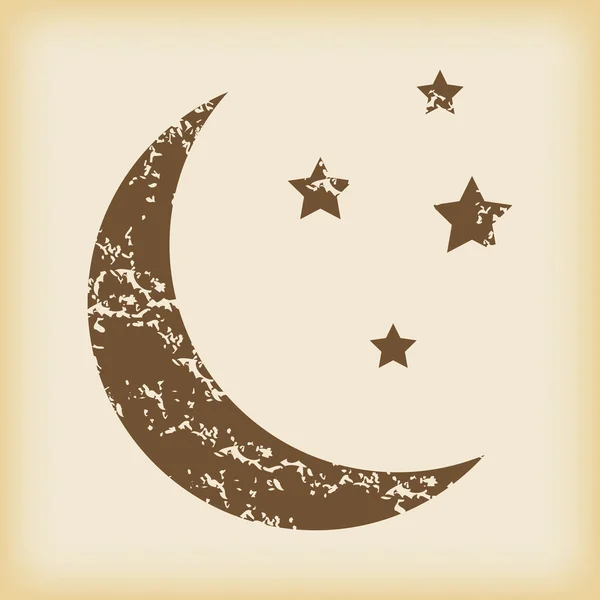 Grungy crescent moon icon — Stock Vector