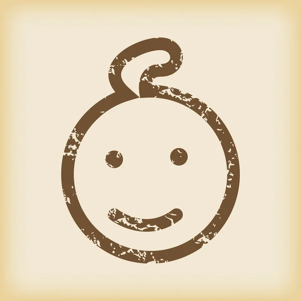 Grungy glimlachend kind pictogram — Stockvector