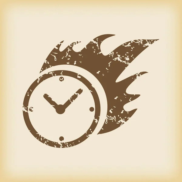 Grungy burning clock icon — Stock Vector