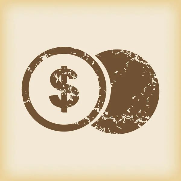 Grungy dollar munt pictogram — Stockvector