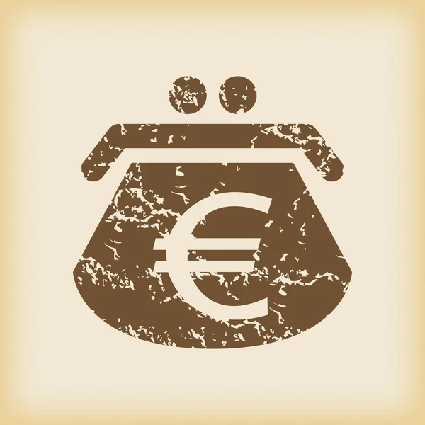 Grungy euro monedero icono — Vector de stock