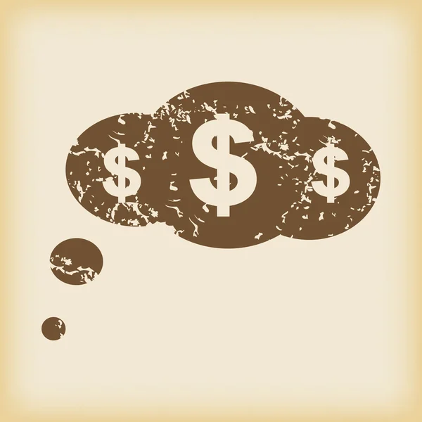 Grungy dólar pensamiento icono — Vector de stock