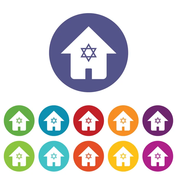 Judaic house icon set — Stock Vector