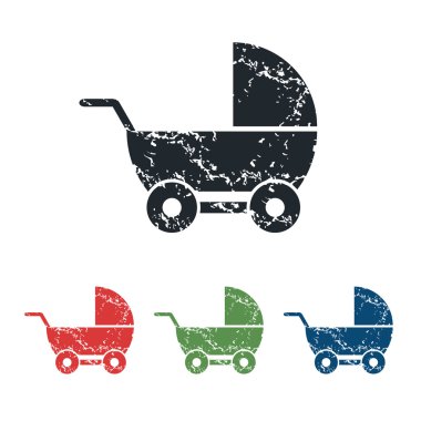 Çocuk arabası grunge Icon set