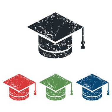 Akademik şapka grunge Icon set
