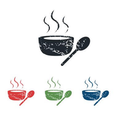 Sıcak çorba grunge Icon set