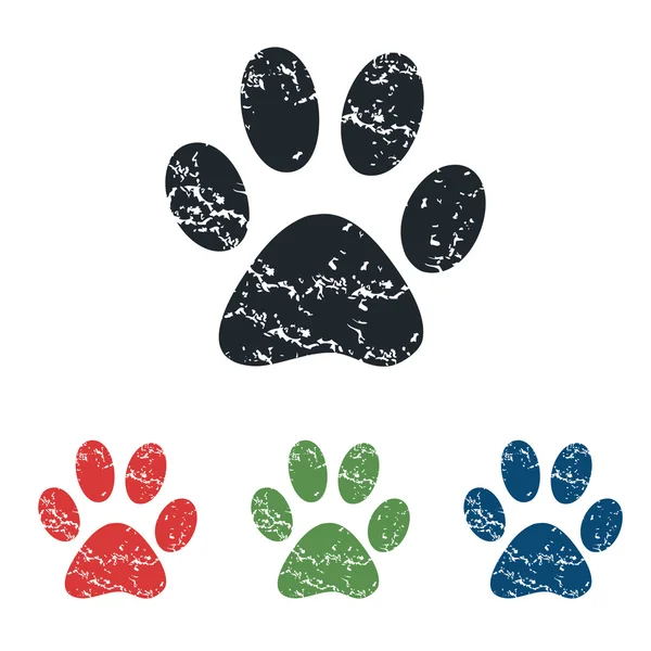 Paw grunge icon set — Stock Vector