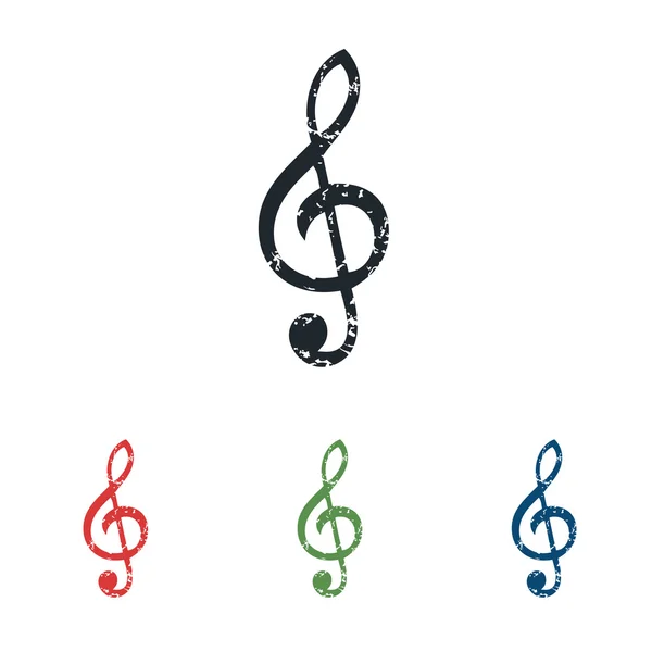 Treble clef grunge pictogrammenset — Stockvector