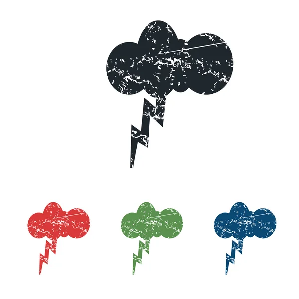 Thunderstorm grunge icon set — Stock Vector