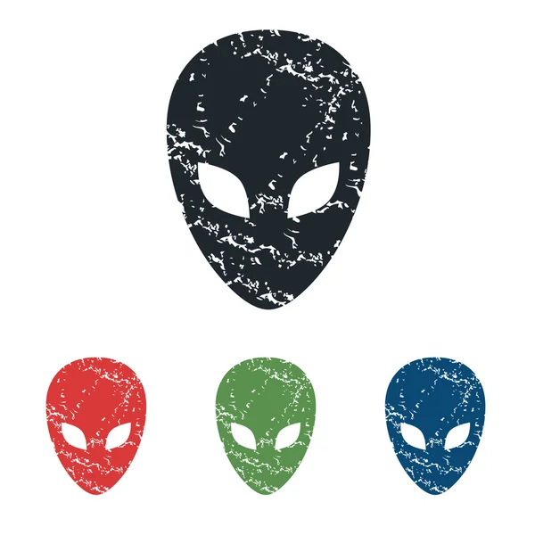 Alien grunge icon set — Stock Vector