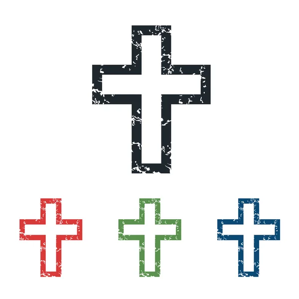 Cruz cristiana icono grunge conjunto — Vector de stock
