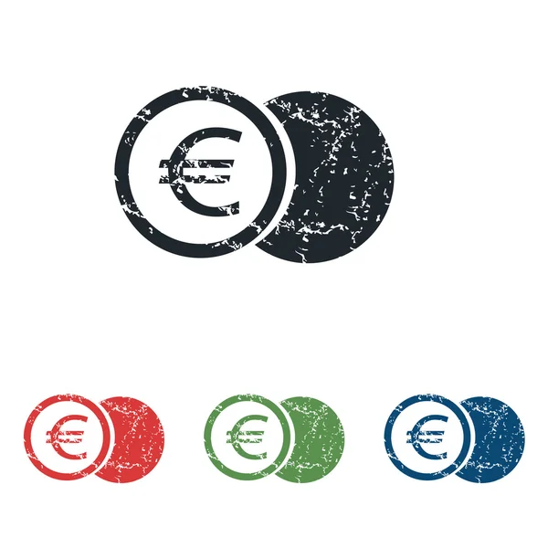 Euro moneda grunge icono conjunto — Vector de stock