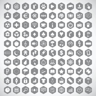 Tek renkli altıgen Icon set