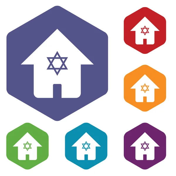 Jüdisches Haus Sechseck Icon Set — Stockvektor