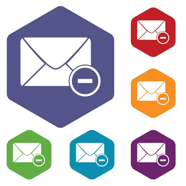 Eliminar letra hexágono icono conjunto — Archivo Imágenes Vectoriales