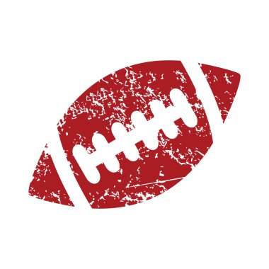 Rugby ball red grunge icon clipart