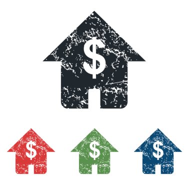 Doları ev grunge Icon set