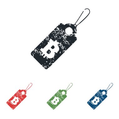 Bitcoin fiyat grunge Icon set