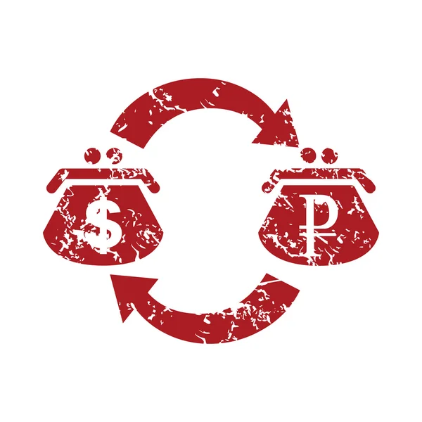 Dollaro-rublo icona grunge rosso — Vettoriale Stock