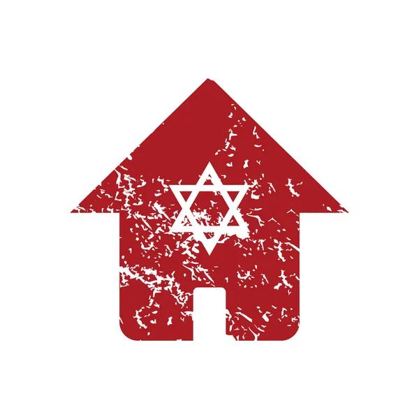 Jewish house red grunge icon — Stock Vector