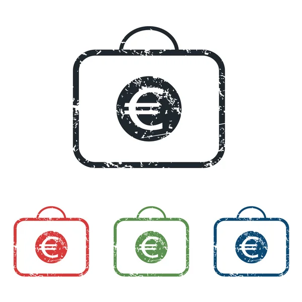 Euro caso grunge icono conjunto — Vector de stock