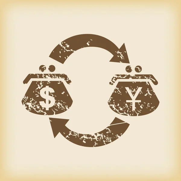 Grungy dollaro-yen icona di scambio — Vettoriale Stock