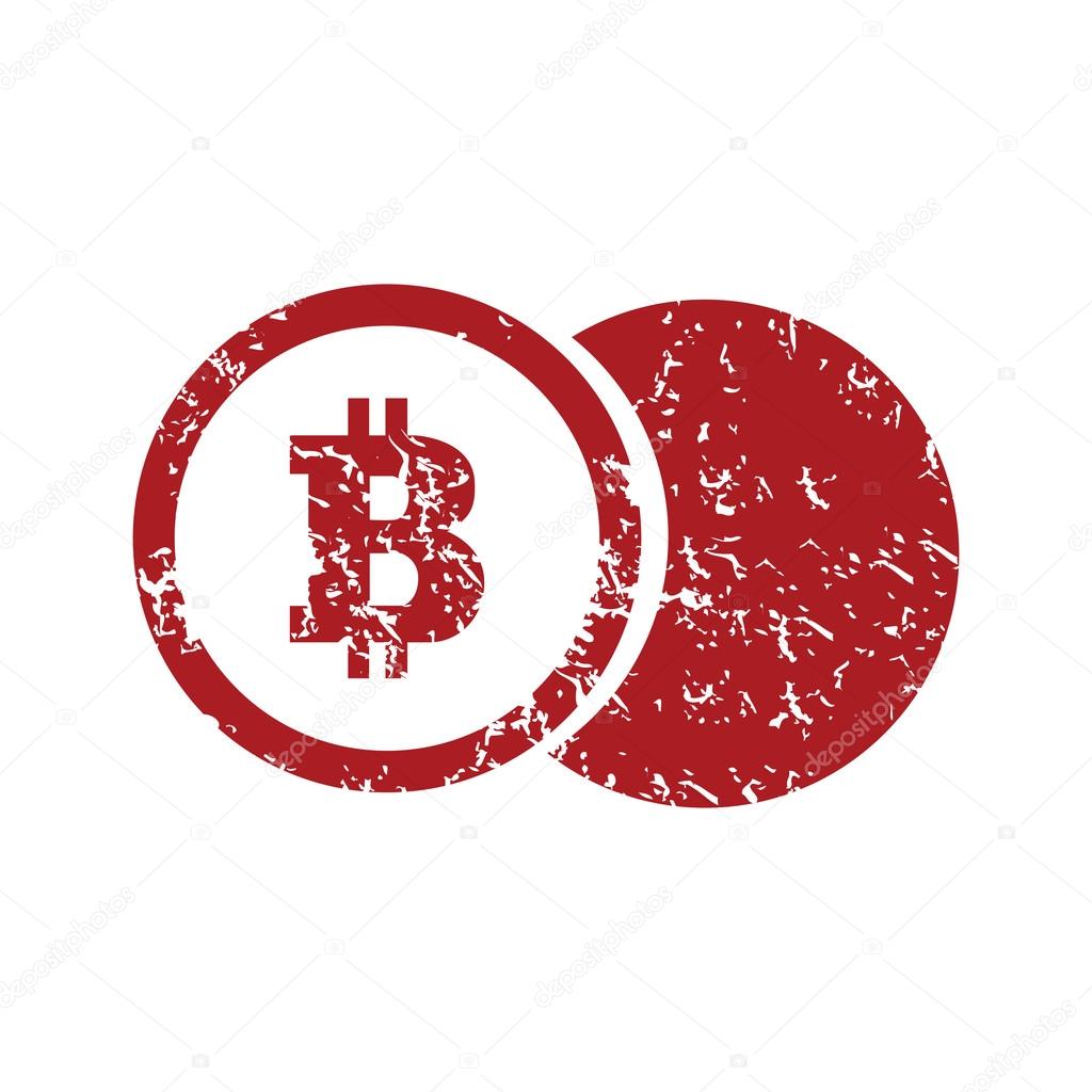 Bitcoin coin red grunge icon