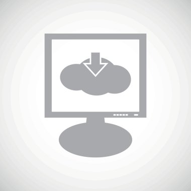 Cloud download grey monitor icon